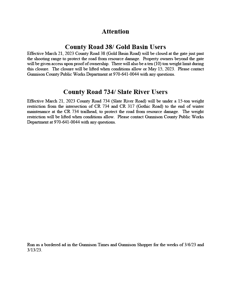 CR 38 and CR 734 - 2023 Closure Ad