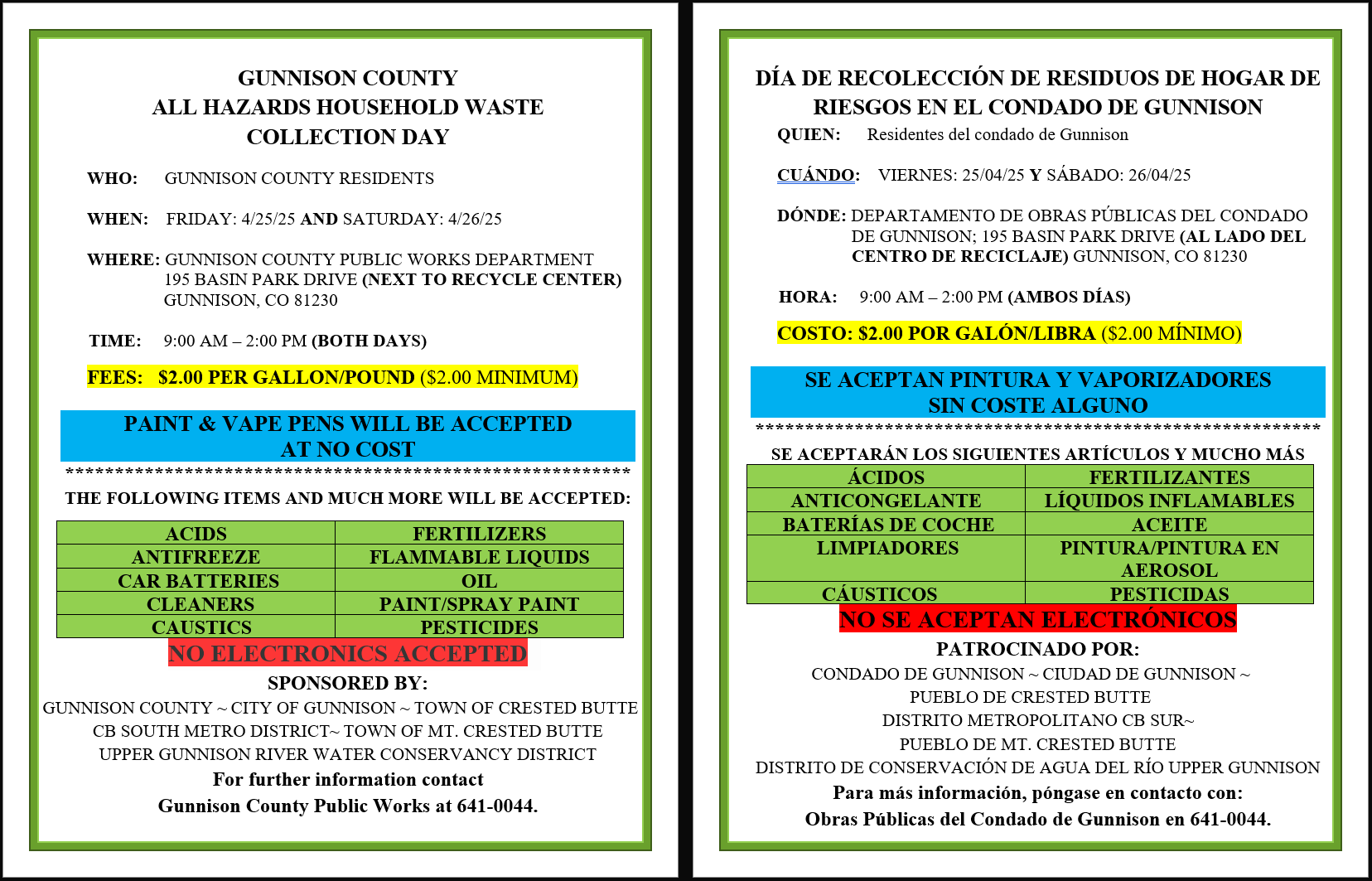 GC All Hazards Household Waste Flyer 2025