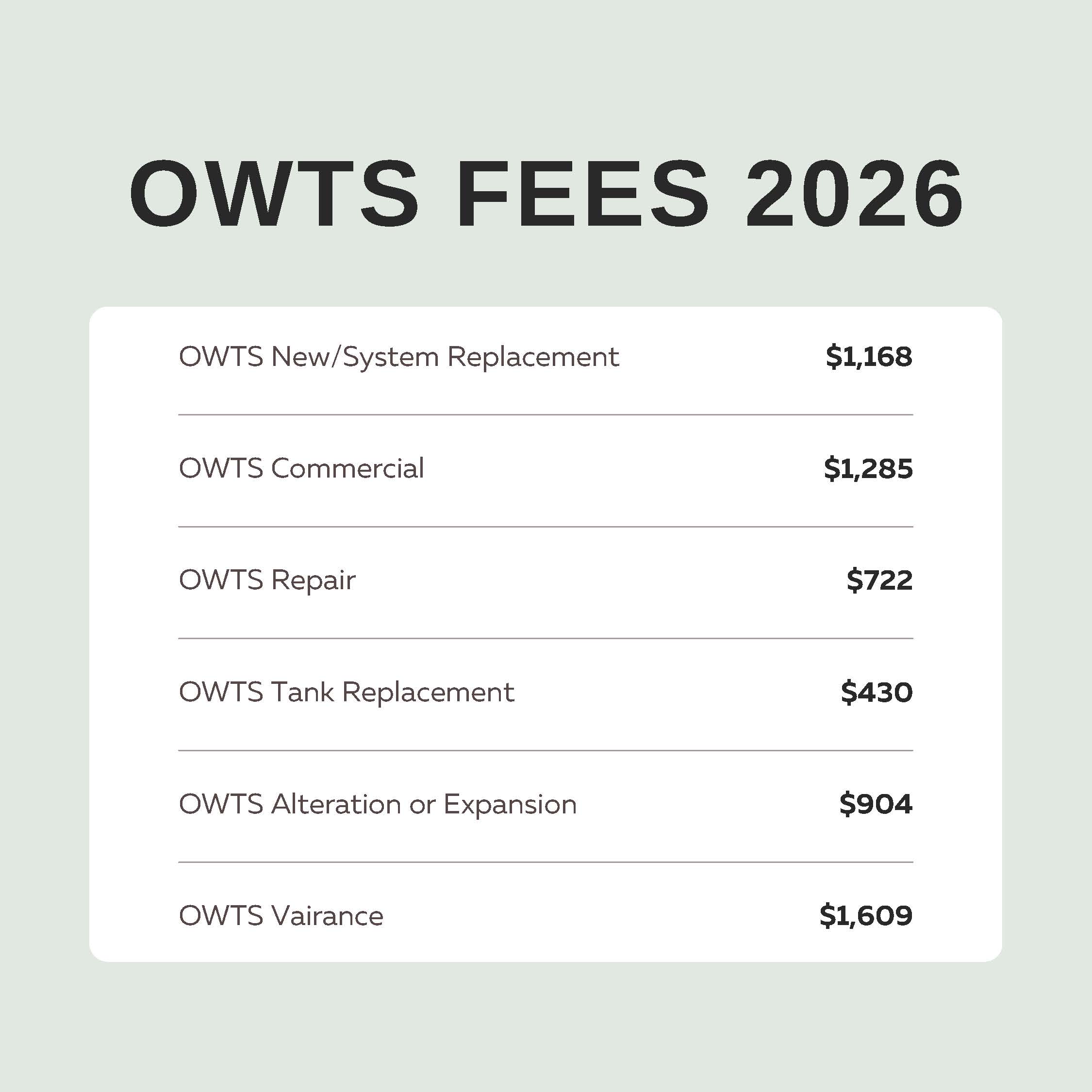 OWTS Fees 2026